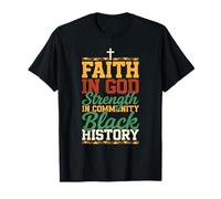 Faith in God Strength in Community Black History Dashiki JES T-Shirt