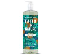Faith In Nature 1L Organic Coconut Body Wash, Uplifting Shower Gel, Vegan and Cruelty Free, No SLS or Parabens, Family Size