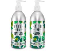 Faith In Nature Empty Refillable Aluminium Bottle, with Pump Dispenser, 100 percent Recyclable, 450 ml (Pack of 2)