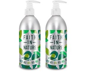 Faith In Nature Empty Refillable Aluminium Bottle, with Pump Dispenser, 100 percent Recyclable, 450 ml (Pack of 2)