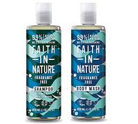 Faith In Nature Fragrance Free Shampoo and Body Wash Duo Pack | Vegan | No Cruelty | 99% Natural Fragrance | No From SLS or Parabens