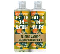 Faith In Nature Natural Grapefruit & Orange Shampoo and Conditioner Set, Invigorating, Vegan & Cruelty Free, No SLS or Parabens, For Normal to Oily Hair, 400ml