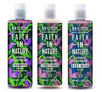 Faith In Nature Lavender Shampoo, Conditioner & Body Wash Trio | Vegan | Cruelty Free | 99% Natural Fragrance | Free From SLS or Parabens