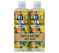 Faith In Nature Natural Grapefruit & Orange Body Wash Set, Invigorating, Vegan & Cruelty Free, No SLS or Parabens, 2 x 400ml