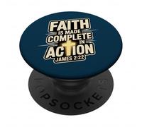 Faith Is Made Complete in Action James 2:22 Cross of Christ PopSockets Adhesive PopGrip