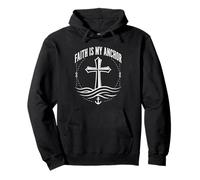 Faith Is My Anchor Cross and Waves Christian Design Pullover Hoodie