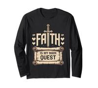 Faith is My Main Quest Christian RPG Gamer Fantasy Long Sleeve T-Shirt