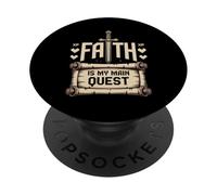 Faith Is My Main Quest Christian RPG Gamer Fantasy PopSockets Adhesive PopGrip