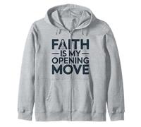 Faith Is My Opening Move Minimalist Christian Chess Player Zip Hoodie