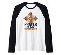 Faith is My Superpower Ornate Cross Raglan Baseball Tee