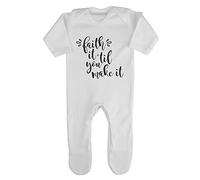 Faith it til You Make it Religious Quote [FHSVG] Baby Romper Jumpsuit with feet, 0-3 Months, White