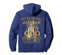 Faith Jesus Religious Ephesians 6 11 Put Full Armor of God Pullover Hoodie, Adult Unisex, Navy Blue, Small