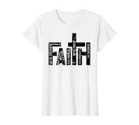 Faith. John 3:16 Romans Proverbs Hebrews Bible Scripture Value Graphic T-Shirt, Women, White, S