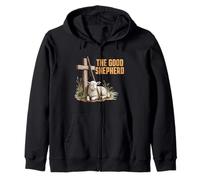 Faith Lamb, Jesus The Good Shepherd, Biblical Verse Zip Hoodie