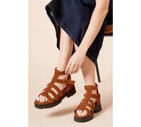 Womens Faith: Larchlyn Faux Suede T Bar Chunky Sandals Tan 7