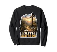 Faith Leads the Way Mountain Cross Christian Sweatshirt