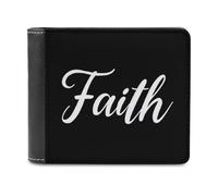 Faith Leather Bifold Wallet for Men Slim Card Cases with 6 Slot Minimalist Purse Coin Clip