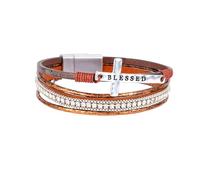 Faith Leather Bracelet for Women Multi-Layer Bohemian Cross Layered Bracelet for Men Vintage Ethnic Style Cuff Bangles Catholic Faith Wristbands Jewelry Accessories Brown 19.5Cm