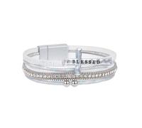 Faith Leather Bracelet for Women Multi-Layer Bohemian Cross Layered Bracelet for Men Vintage Ethnic Style Cuff Bangles Catholic Faith Wristbands Jewelry Accessories White 19.5Cm
