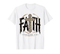 Faith Leopard Print Cross Ephesians 2:8 Value Graphic T-Shirt, Men, White, XL