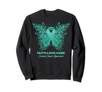 Faith Love Cure Cervical Cancer Awareness Teal Ribbon Sweatshirt