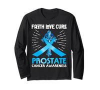 Faith Love Cure Prostate Cancer Awareness Support Christian Long Sleeve T-Shirt
