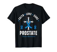 Faith Love Cure Prostate Cancer Month Awareness Blue Ribbon T-Shirt