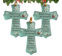 Faith Love & Peace Christmas Cross Ornaments - 2pcs Christian Tree Decor, Prayer Crosses for Family & Friends, Religious Gifts for Kids, Holiday Decoration