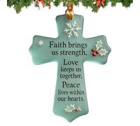 Faith Love Peace Christmas Cross Ornaments - 2pcs Christian Tree Decorations, Prayer Crosses for Family, Friends & Kids - Religious Gifts for Holiday Spirit