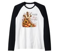 Faith Makes All Things Possible Matthew 19:26 Fall Harvest Raglan Baseball Tee