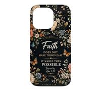 Faith Makes Things Bible Luke 1:37 Christ Floral Butterfly Case for iPhone 13 Pro