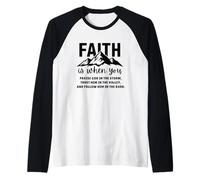 Faith Mountain Christian Quote Praise God Scripture Bible Raglan Baseball Tee