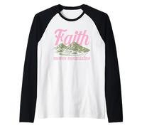 Faith Moves Mountains Christian Bible Religious Inspiration Raglan Baseball Tee