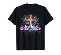Faith Moves Mountains Christian Cross Design Value Graphic T-Shirt, Men, Black, S