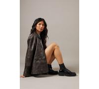 Faith: Nola Faux Patent Leather Chunky Square Toe Penny Loafers Faith True Black 7