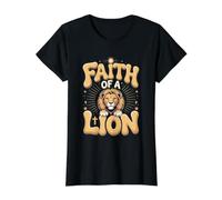 Faith of a Lion Big Cat Value Graphic T-Shirt, Women, Black, M