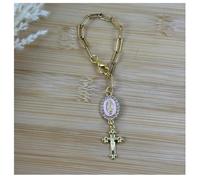 Faith on the Road - Stylish Pink Rosary Charm for Your Steering Wheel, Beautiful Car Steering Wheel Rosary with Virgin of Guadalupe, Golden Catholic Cross, Car Decor Accessories for Men Women