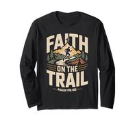 Faith on The Trail Christian Trail Runner Hiking Outdoor Long Sleeve T-Shirt