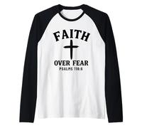 Faith Over Fear Bible Verse Psalms 118:6 Christian Raglan Baseball Tee