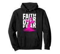 Faith Over Fear Bold Cross Christian Art Distressed Style Pullover Hoodie