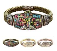 Faith Over Fear Bracelet - Christian Cross Jewelry | Braided Rope Band with Isaiah 41:10 Scripture Plate, Religious Inspirational Gift for Women Mom Birthday Baptism