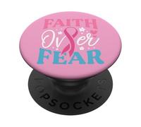 Faith Over Fear Breast Cancer Awareness Survivor & Fighter PopSockets Adhesive PopGrip