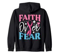 Faith Over Fear Breast Cancer Awareness Survivor & Fighter Zip Hoodie