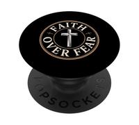 Faith Over Fear Christian Cross Courage Scripture PopSockets Adhesive PopGrip