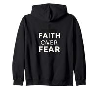 Faith Over Fear Christian Cross Inspirational Message Zip Hoodie