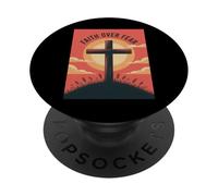 Faith Over Fear, Christian Cross on a Hill PopSockets Adhesive PopGrip