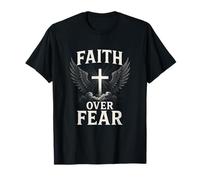 Faith Over Fear - Christian Cross Wings Courage T-Shirt
