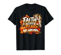 Faith Over Fear Christian Fall Cross Bible Pumpkin Value Graphic T-Shirt