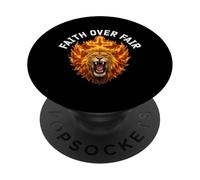Faith Over Fear Christian Lion Spiritual Worship Jesus PopSockets Adhesive PopGrip