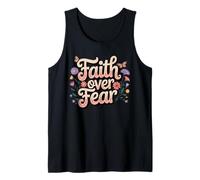 Faith Over Fear Christian Quote with Flowers and Butterflies Tank Top